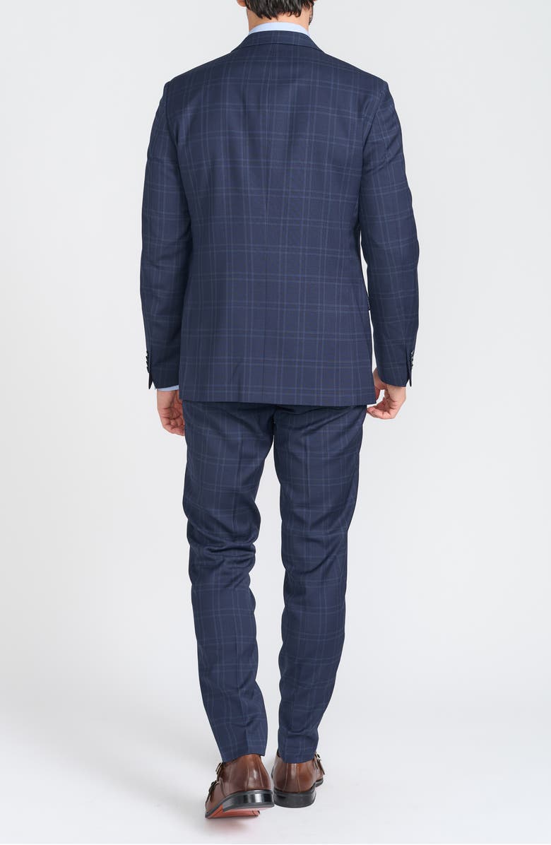 CRICKETEER Navy Windowpane Plaid Wool Blend Suit, Alternate, color, Navy