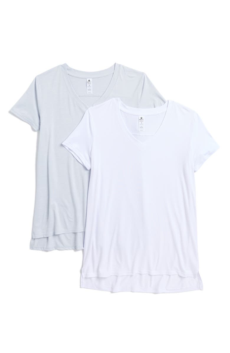 90 DEGREE BY REFLEX City View 2-Pack High-Low T-Shirts, Main, color, Heather Gray Dawn/ White