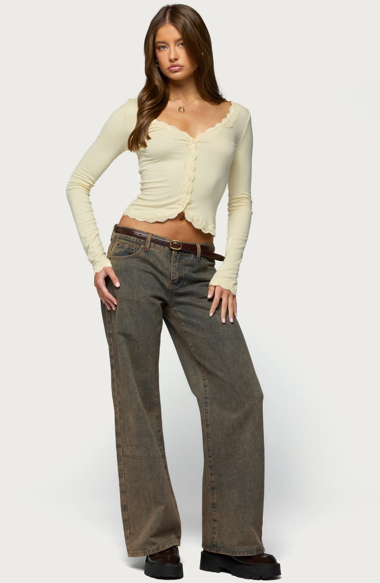 EDIKTED Gayle Lace Crop Top, Alternate, color, 