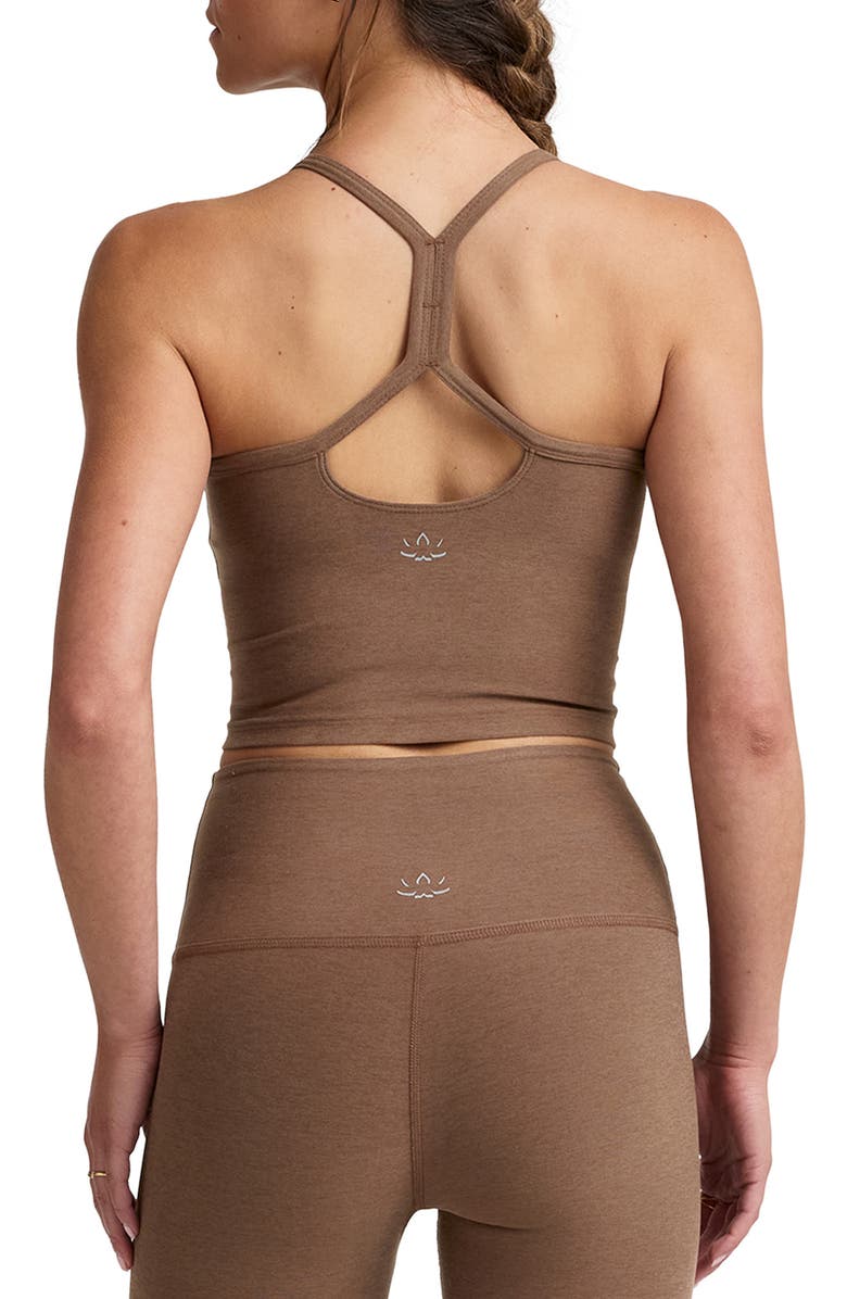 Beyond Yoga Space Dye Slim Racerback Crop Tank, Alternate, color, True Chocolate Heather