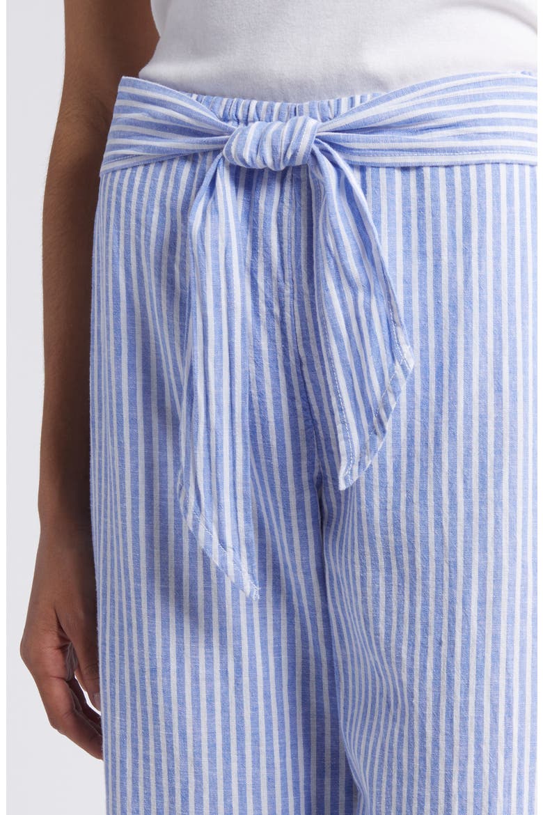 Florencia Stripe Linen & Cotton Pants, Alternate, color, AQUATINI