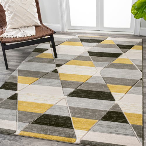 Jonathan Y Kehoe Retro Diamonds Geometric Area Rug In Yellow/gray/cream