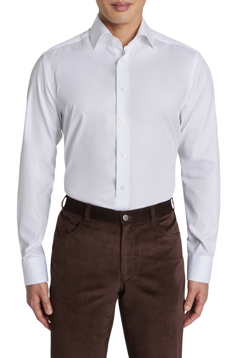 Adlam Solid Herringbone Dress Shirt, Main, color, WHITE
