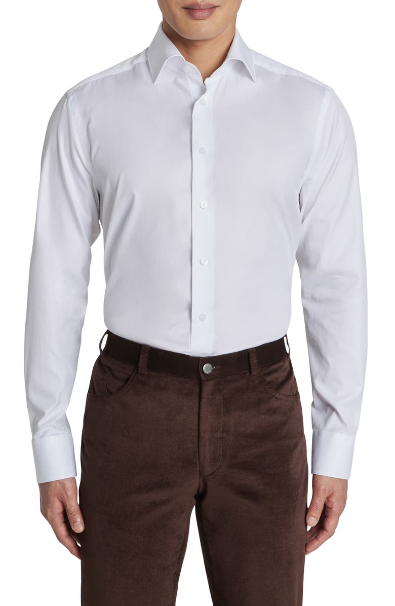 Jack Victor Adlam Solid Herringbone Dress Shirt, Main, color, White
