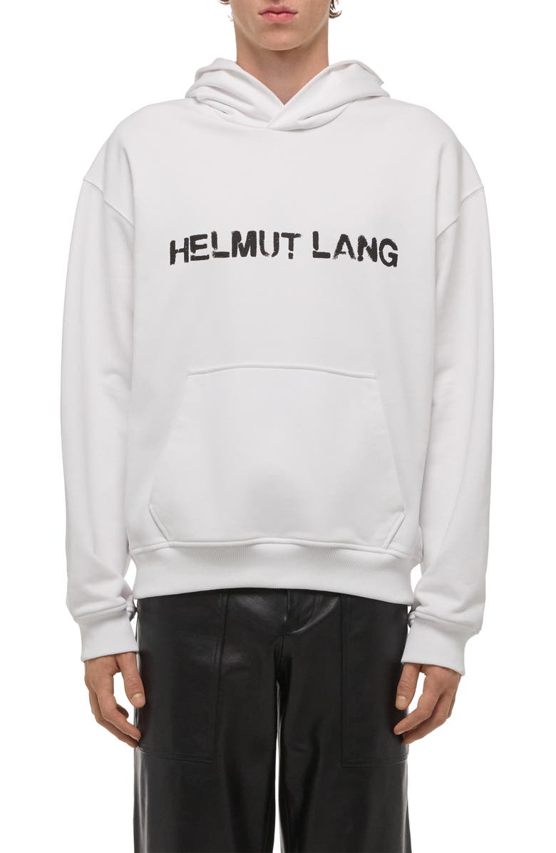 Helmut Lang Stencil Logo Graphic Hoodie, Main, color, White