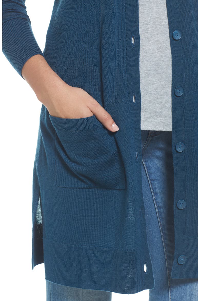 LONG SLEEVE RIB CARIDGAN, Alternate, color, BLUE CERAMIC
