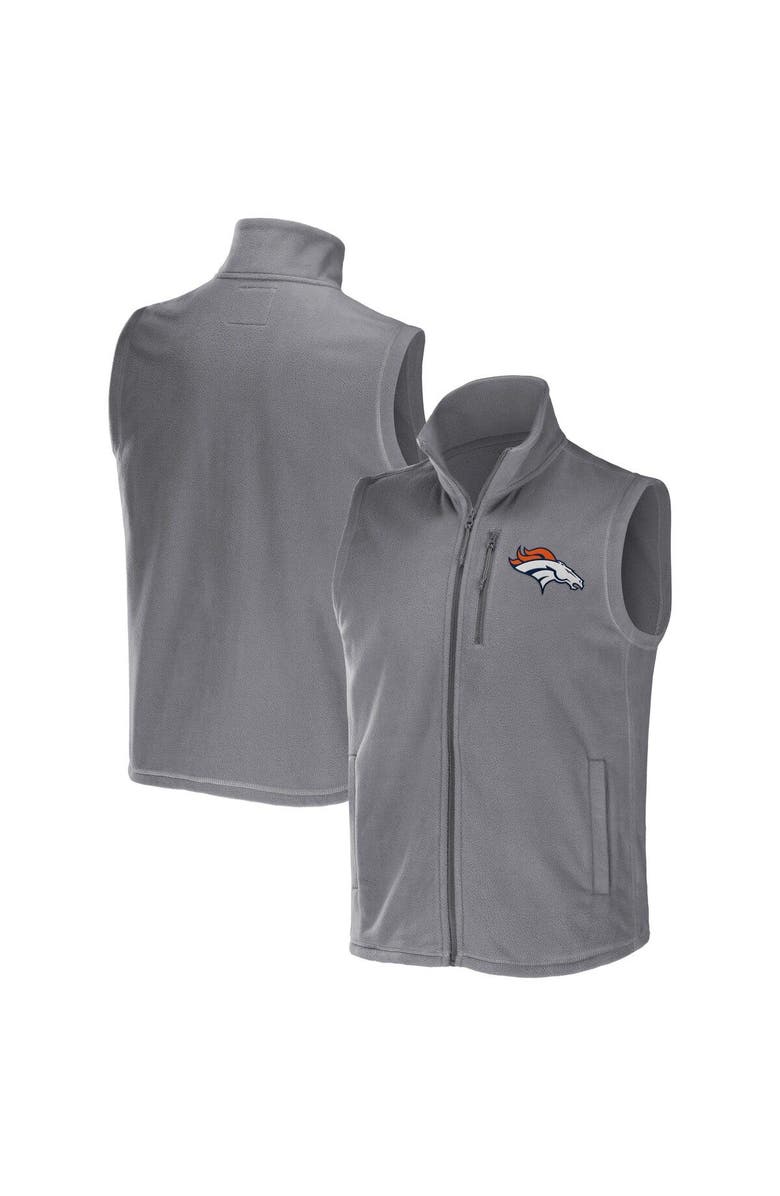 NFL X DARIUS RUCKER Men's NFL x Darius Rucker Collection by Fanatics Gray Denver Broncos Polar Fleece Full-Zip Vest, Main, color, 