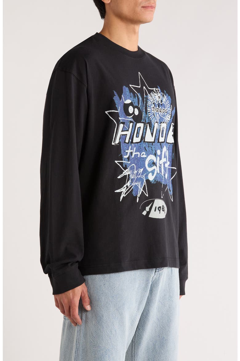 Pop Art Long Sleeve Cotton Graphic T-Shirt, Alternate, color, BLACK