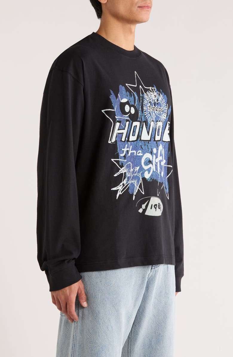HONOR THE GIFT Pop Art Long Sleeve Cotton Graphic T-Shirt, Alternate, color, Black