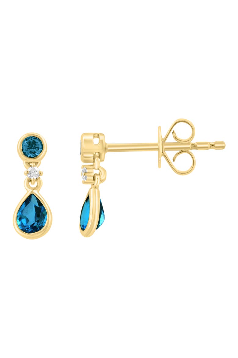 Diamond & London Blue Topaz Drop Earrings, Main, color, BLUE