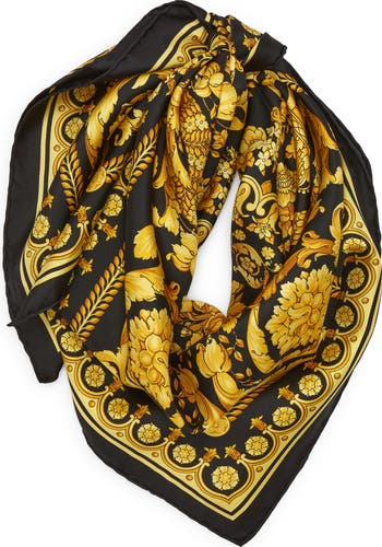 小物 VERSACE scarf silk100% GIANNI VERSACE silk neck scarf Baroque & Paisley size 17