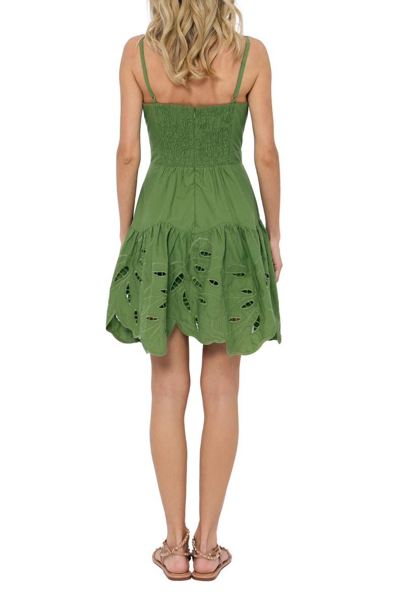 Cathal Tiered Sleeveless Eyelet Cotton Dress, Alternate, color, GREEN