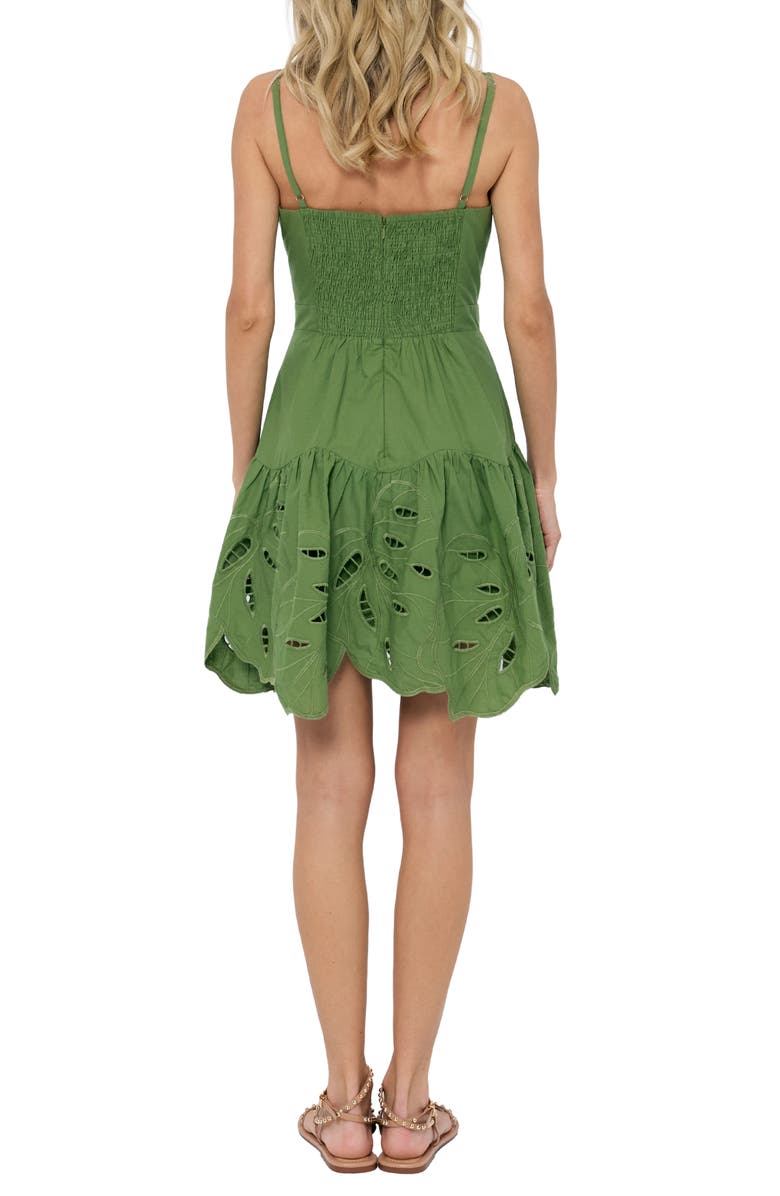 CIEBON Cathal Tiered Sleeveless Eyelet Cotton Dress, Alternate, color, Green