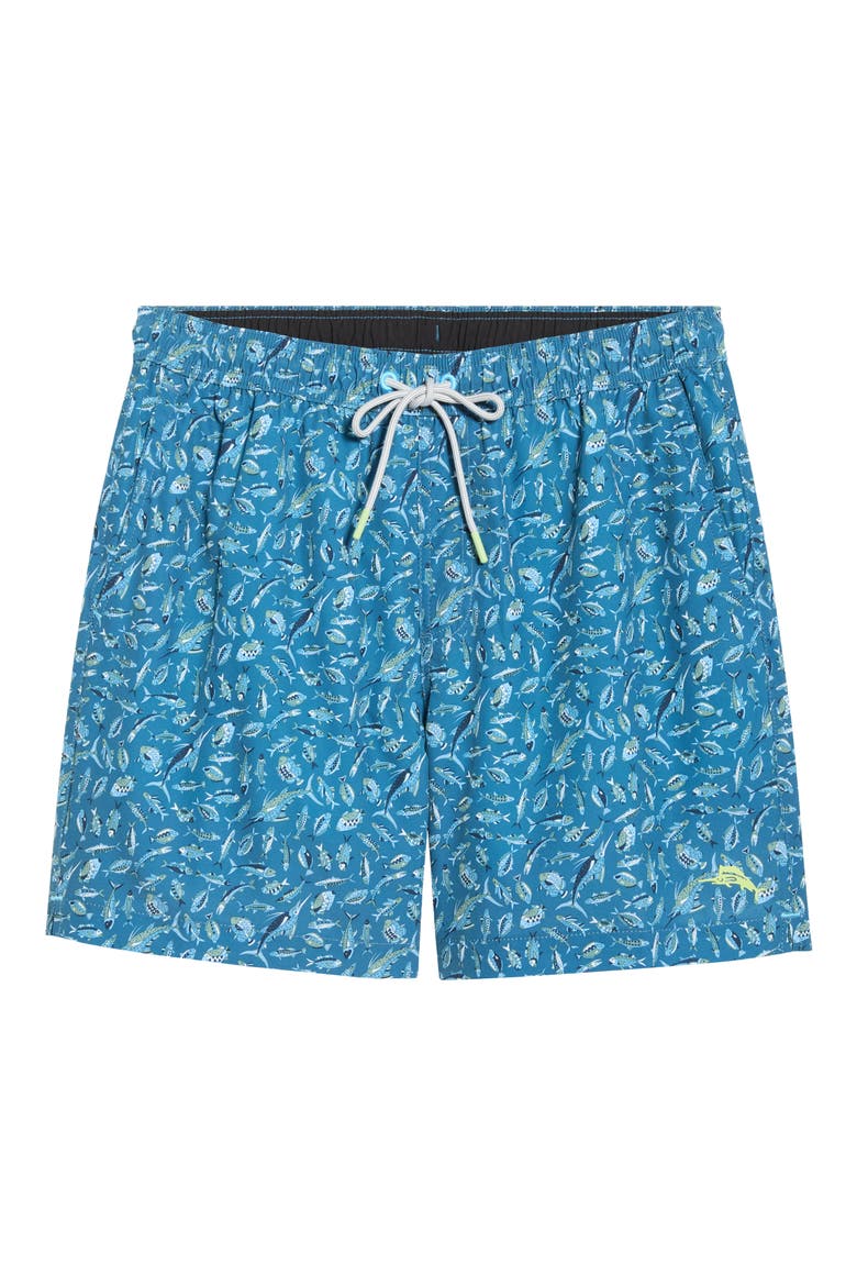 Naples Night Schooled Fish Print Swim Trunks, Alternate, color, KING FISH