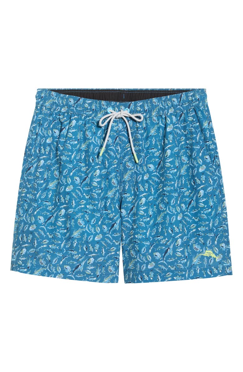 Tommy Bahama Naples Night Schooled Fish Print Swim Trunks, Alternate, color, King Fish