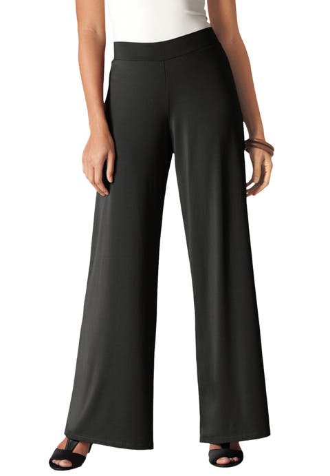 Jessica London Stretch Knit Wide Leg Pant (Plus) (Petite Available)