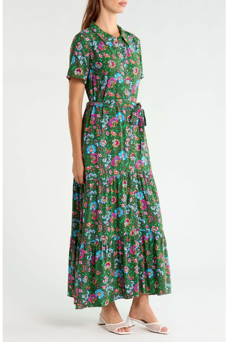 Tobie Floral Maxi Shirtdress, Alternate, color, KELLY-MULTI