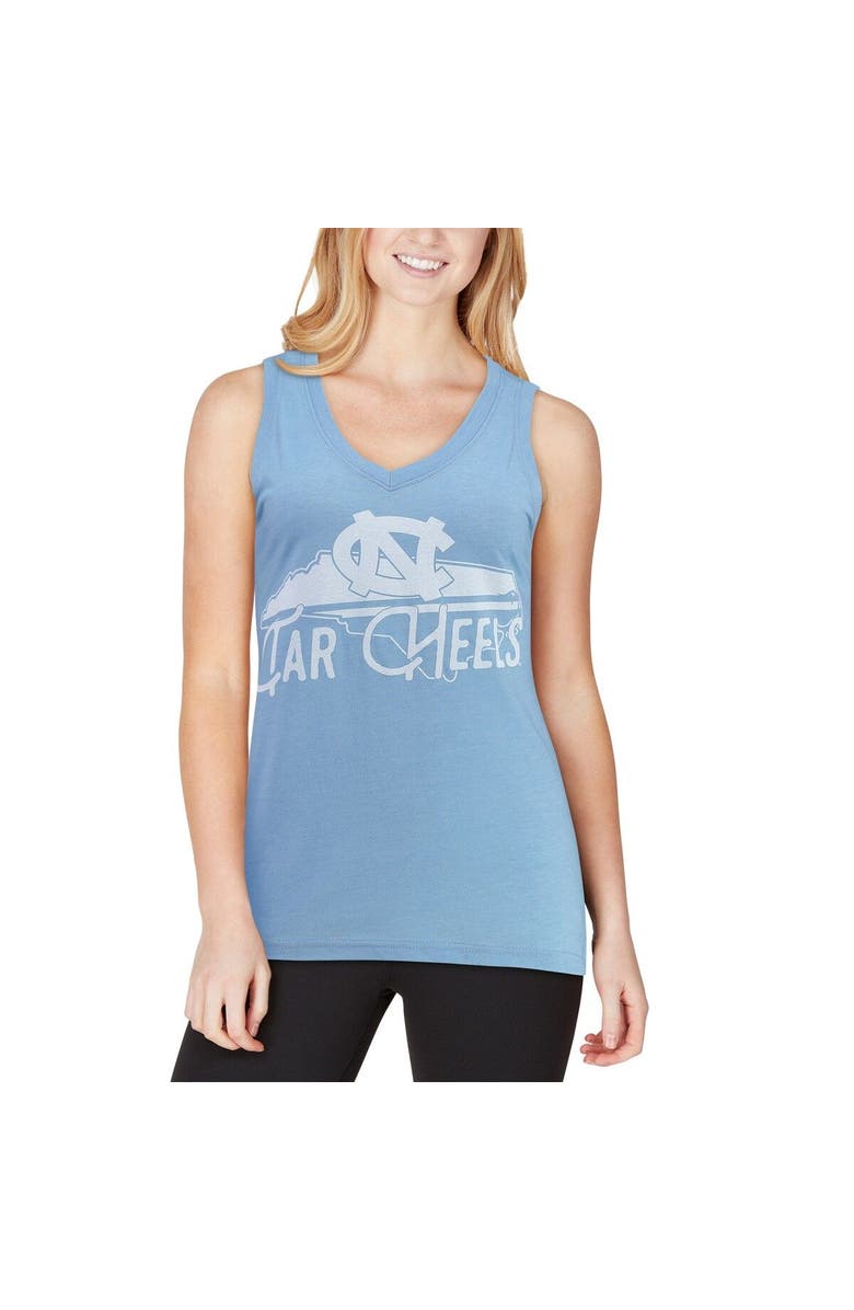 PRESSBOX Women's Pressbox Carolina Blue North Carolina Tar Heels Ferris Melange V-Neck Tank Top, Alternate, color, 