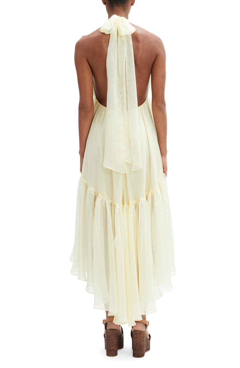 Bardot Leona High-Low Chiffon Halter Dress, Alternate, color, Canary Yellow