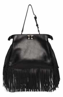 Walter Baker Bailey Leather Fringe Satchel