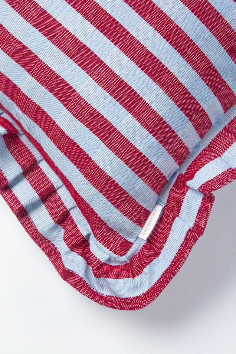 Handwoven Flora Throw Pillow, Alternate, color, Blue and Red Stripe