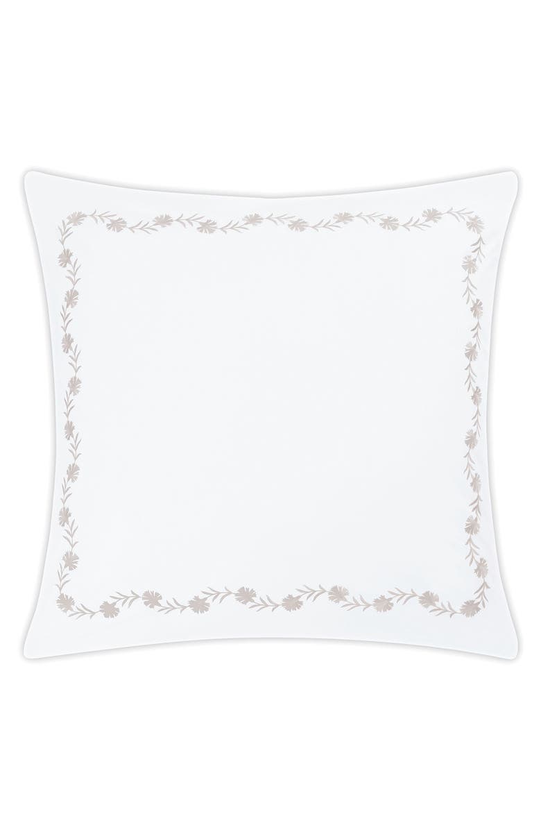 Matouk Daphne Floral Embroidered Euro Sham, Main, color, Dune