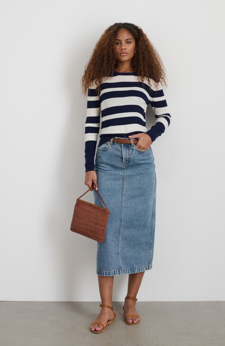 Alex Mill Ruby Denim Midi Skirt, Alternate, color, Akita Wash