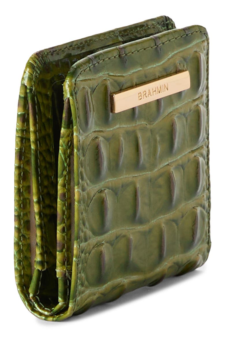 Jane Croc Embossed Leather Bifold Wallet, Alternate, color, OLIVE