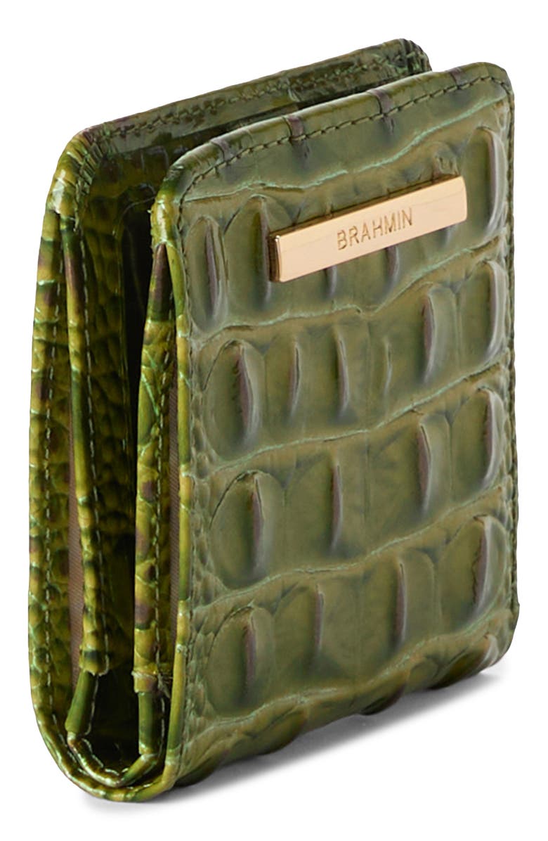 Brahmin Jane Croc Embossed Leather Bifold Wallet, Alternate, color, Olive