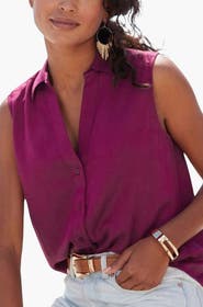 LASCANA Sleeveless Button Down Blouse