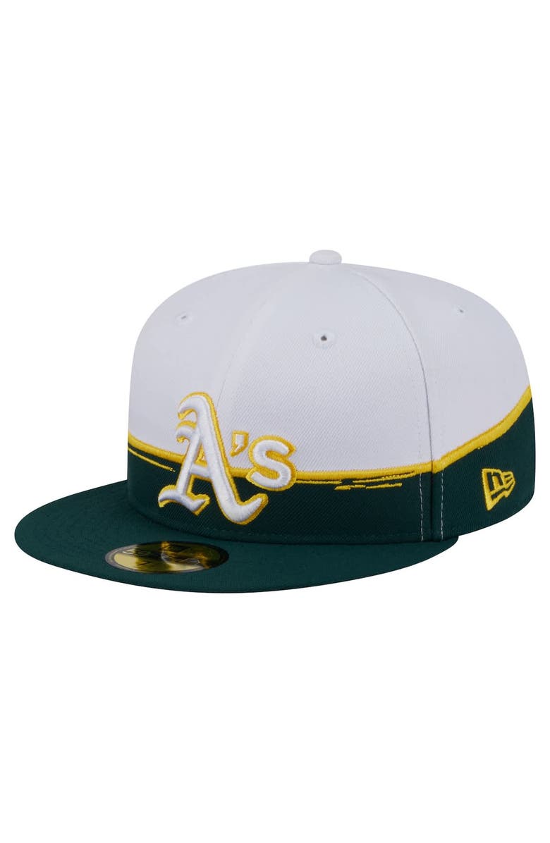 New Era Men's New Era Green/White Athletics Paint Stroke 59FIFTY Fitted Hat, Alternate, color, Green