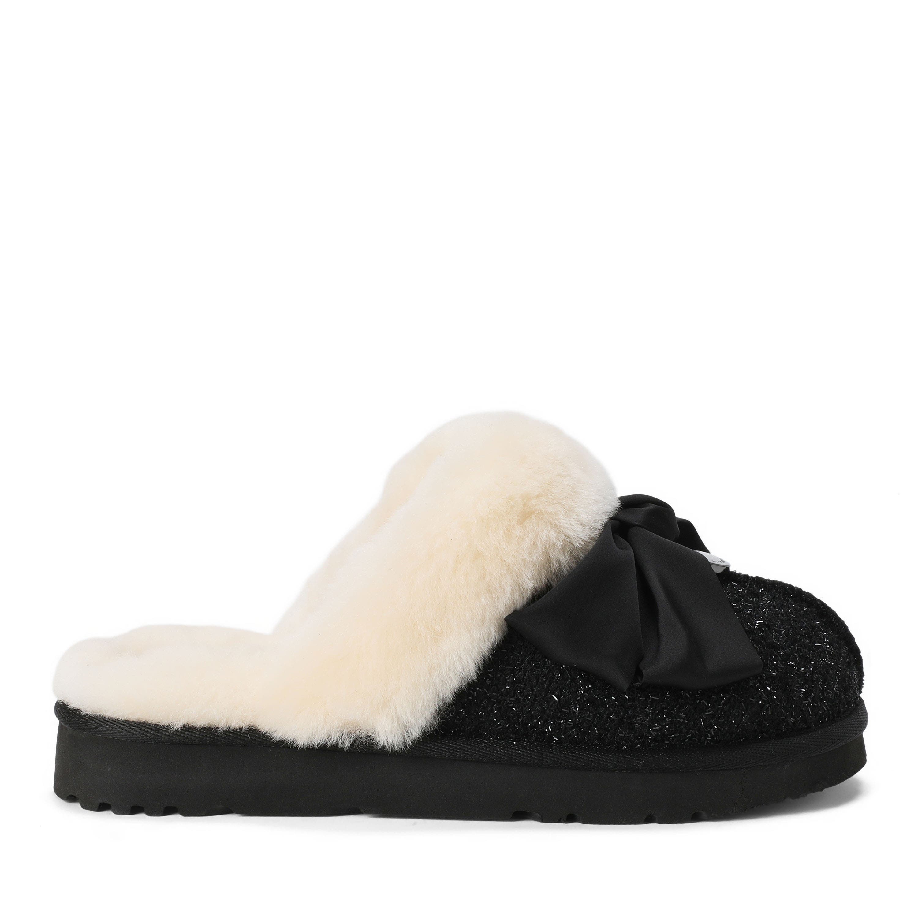 Fireside Sydney Dream Bow Scuff Slippers, Alternate, color, Black