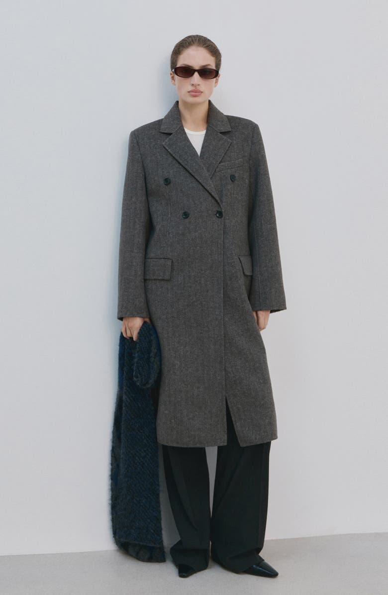 MANGO Double Breasted Wool Blend Coat, Alternate, color, 