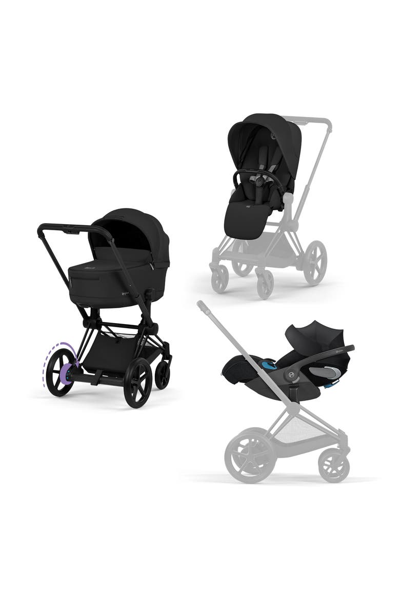 CYBEX e-PRIAM Stroller, Cloud T Infant Car Seat & Fold Lux Carry Cot ...