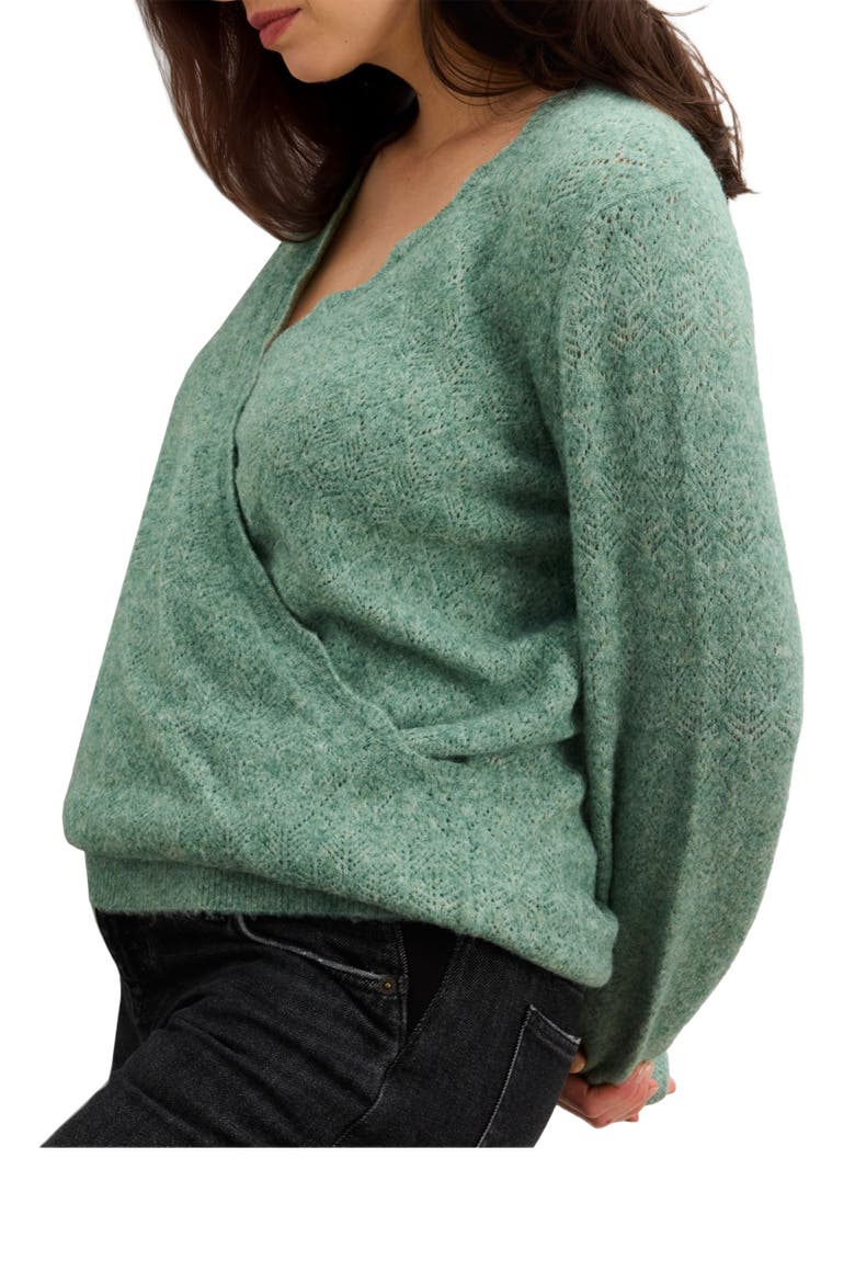 The Cozy Pointelle Snuggle Sweater, Alternate, color, Matcha