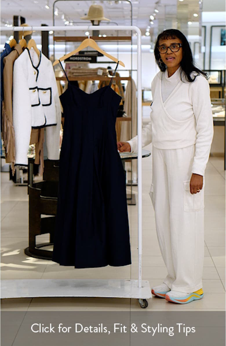 Pleated Stretch Cotton Sateen Midi Dress, sales video thumbnail