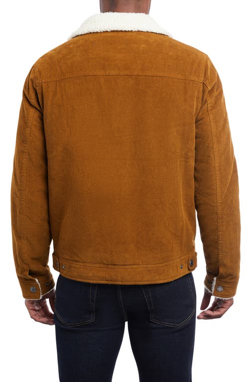 Lucky Brand Faux Shearling Lined Corduroy Trucker Jacket In Brown