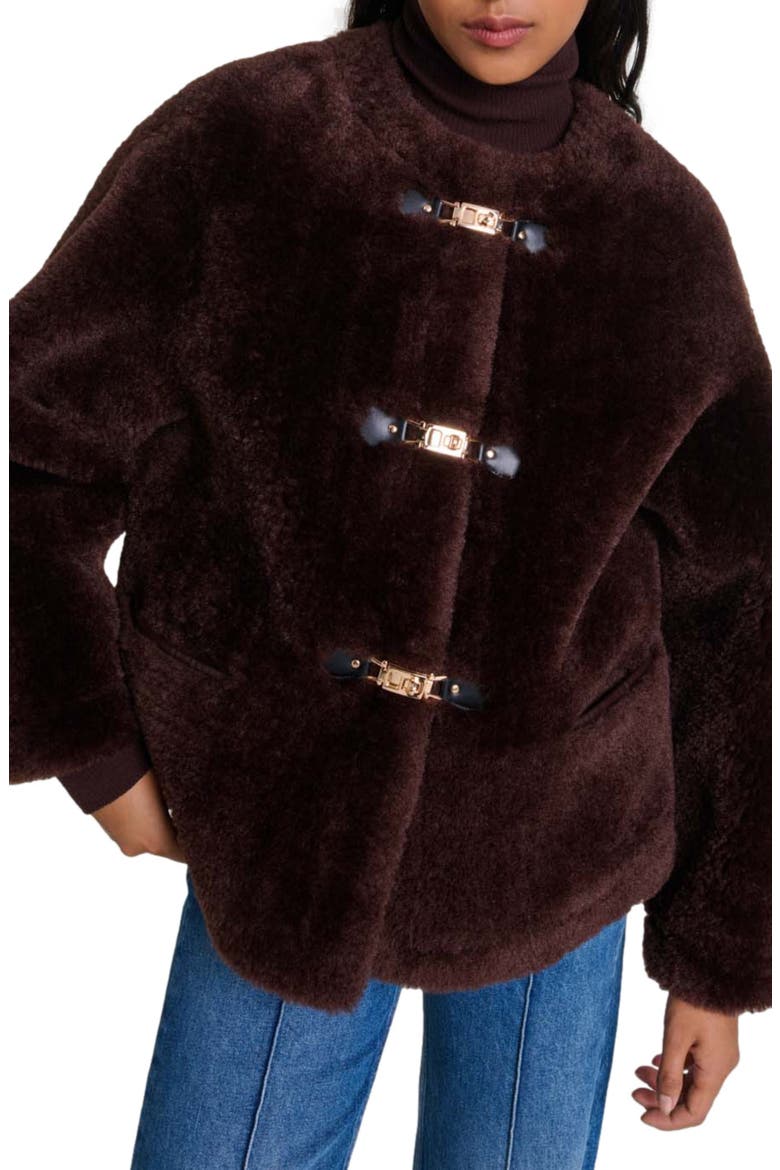 Short faux fur coat, Alternate, color, Brown