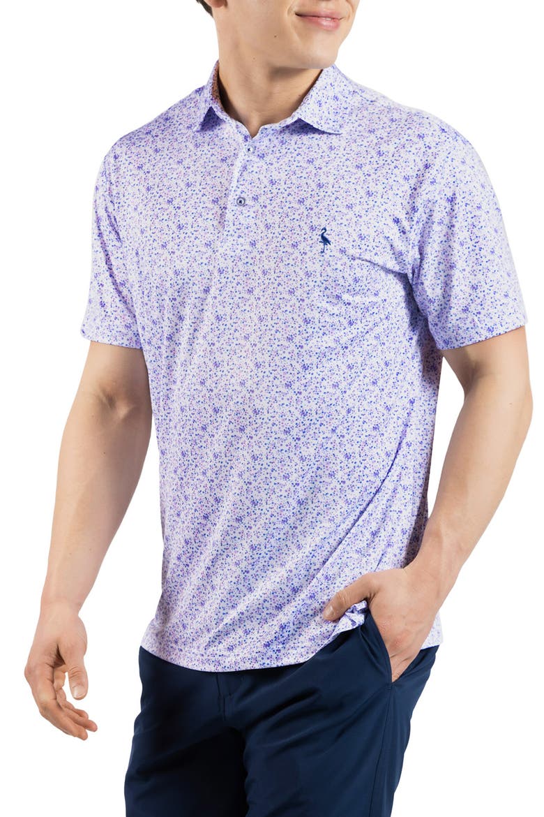Ditsy Floral Performance Polo, Alternate, color, WHITE
