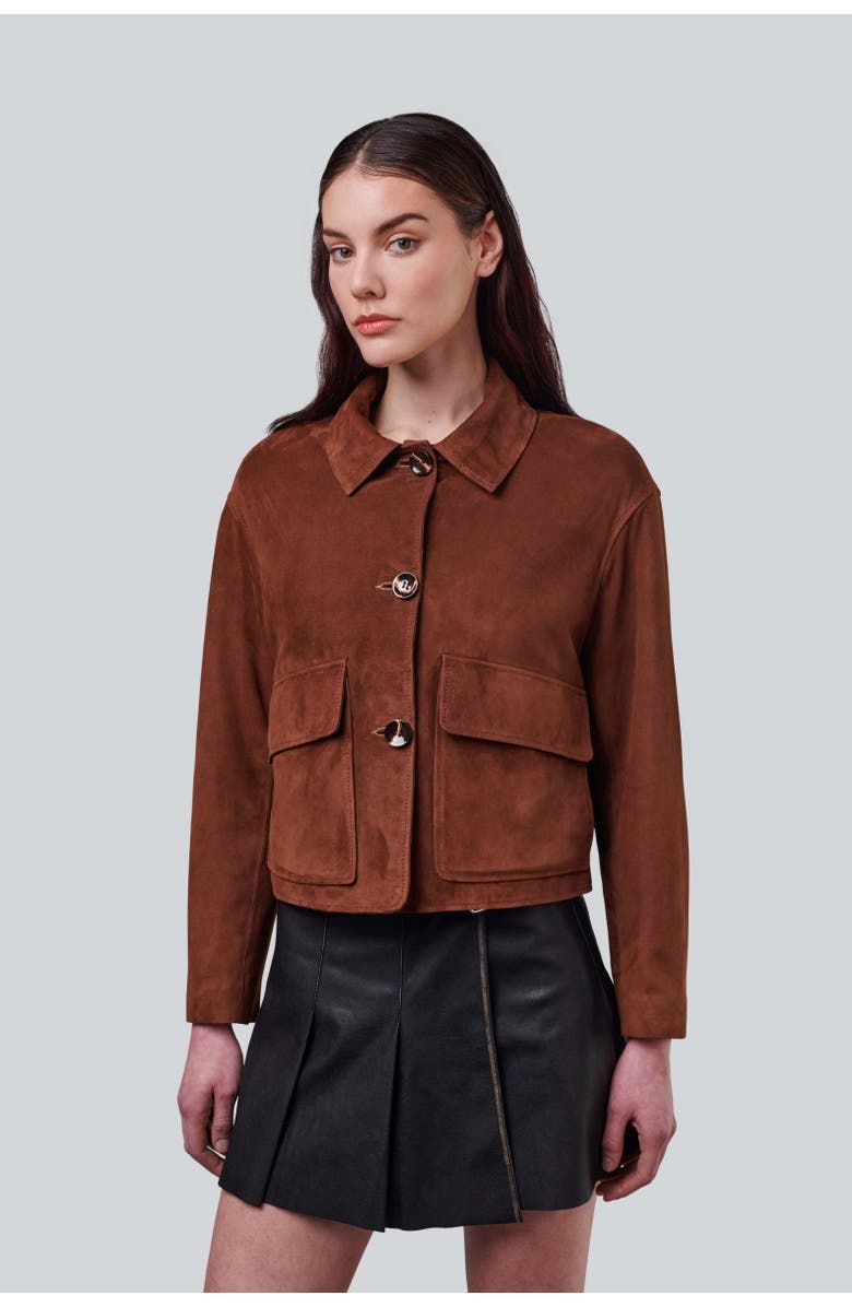 Furniq UK Ella Suede Jacket, Alternate, color, Chestnut