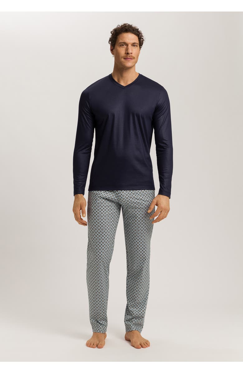 Hanro Night And Day Cotton V-Neck Pajama Set, Alternate, color, Grey Gems Print