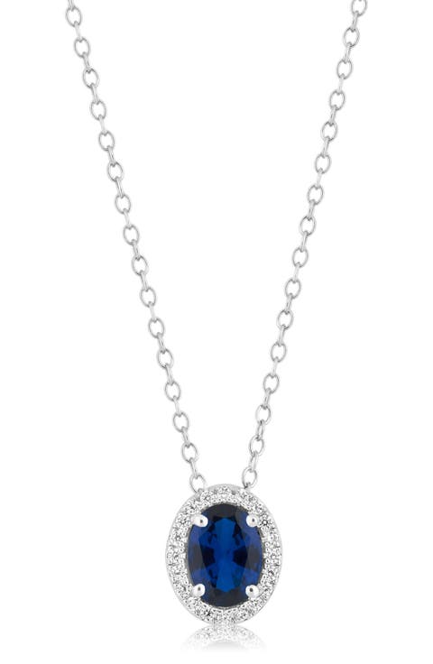 Oval Birthstone Halo Pendant Necklace