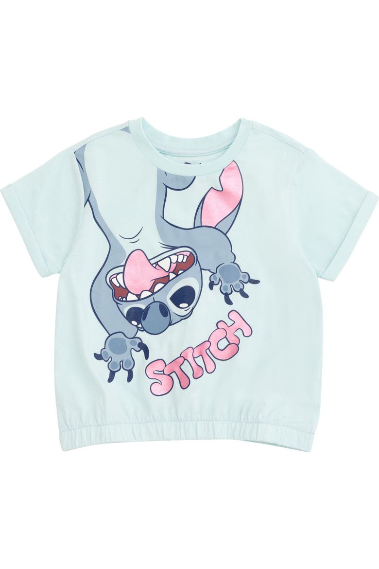 Lilo & Stitch T-Shirt and Iridescent Dolphin Shorts Set, Alternate, color, Blue Pink Stitch