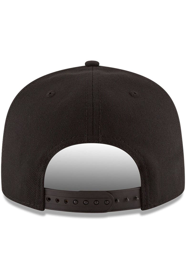 Men's New Era Black New York Knicks Black & White Logo 9FIFTY Adjustable Snapback Hat, Alternate, color, BLACK