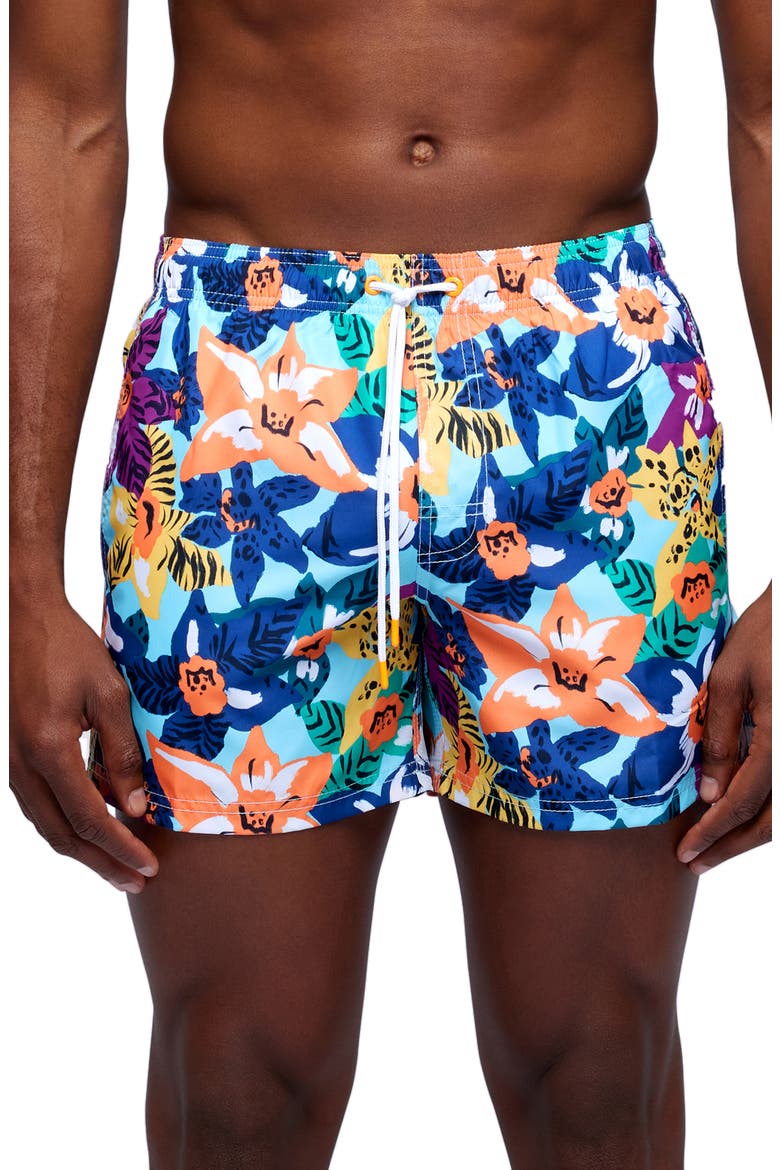 Floral Board Shorts, Main, color, BLUE MULTI