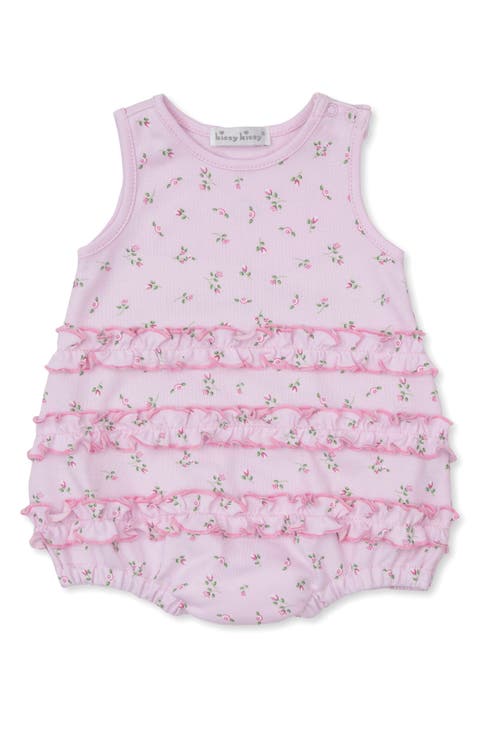 Garden Roses Ruffle Bubble Romper (Baby Girls)