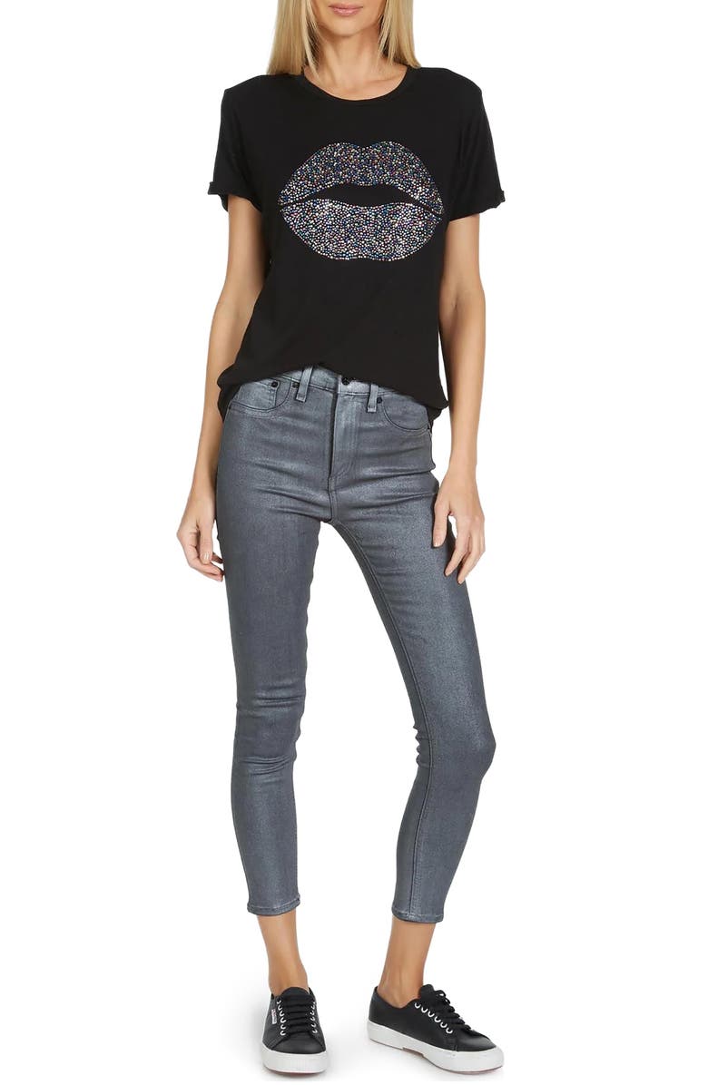 Lauren Moshi Edda Crystal Sprinkle Lip Top, Alternate, color, Black