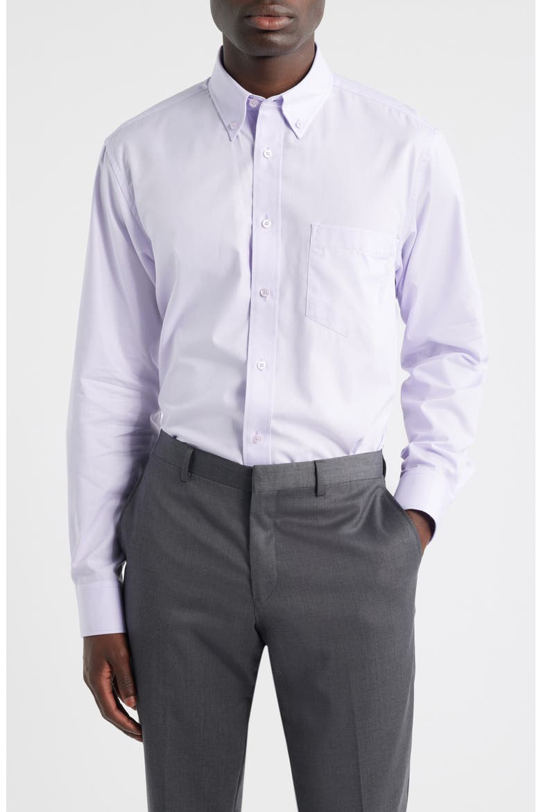 Regular Fit Light Purple Cotton Twill Button-Down Shirt, Main, color, LILAC