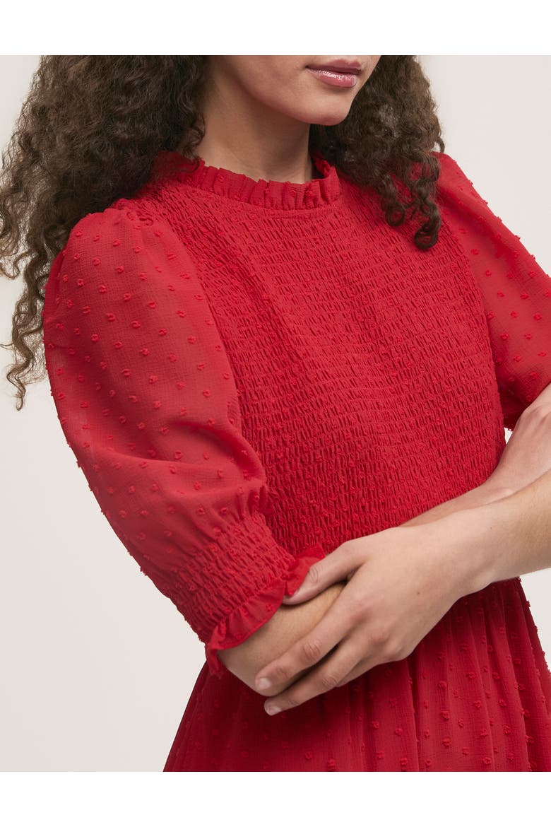 Amelia 3/4 Sleeve Chiffon Midi Dress, Alternate, color, Red