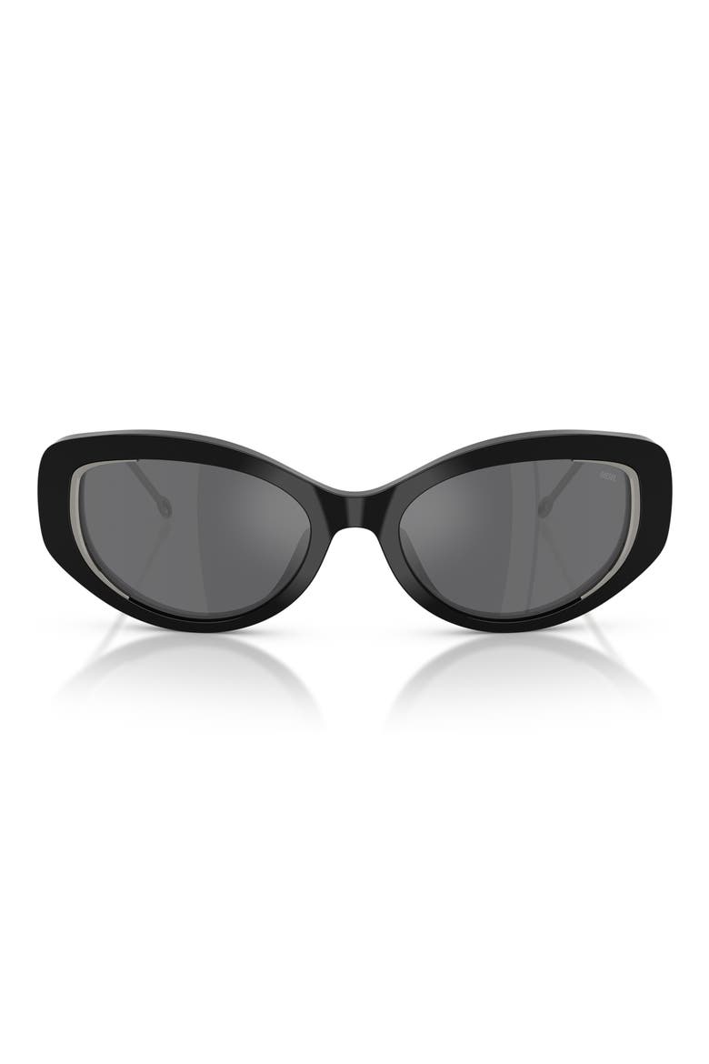 Geck-D 54mm Oval Sunglasses, Main, color, BLACK/ GREY SILVER MIRROR